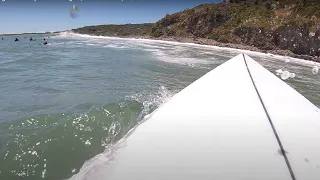 Surfing the outer points at Raglan, New Zealand, 28/12/22