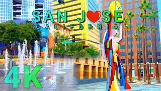 San Jose Downtown Walk on a Rainy Day, California USA 4K - UHD