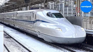 На скоростном поезде Японии в сильный снегопад | Скоростной поезд Синкансэн