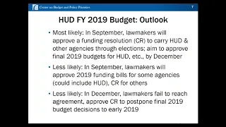 FY19 Funding Outlook for Affordable Housing Programs