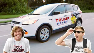 Surprising Biden Supporter with Trump Car!