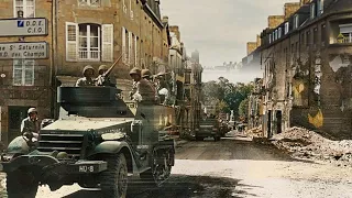 U S  TROOPS IN AVRANCHES   FRANCE  THEN & NOW WW2