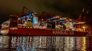 Lichterfahrt Hamburger Hafenrundfahrt bei Nacht in 4K