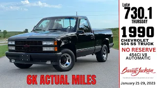 6K Mile 1990 Chevrolet C1500 7.4L  454 SS Barrett Jackson Lot 730.1