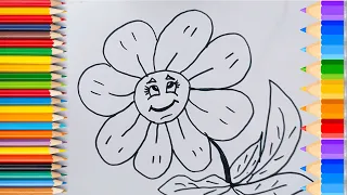 How to draw and coloring fun sunflower 🌻 🌻 🌻