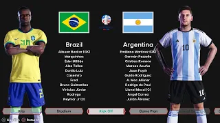 Brazil vs Argentina | Final Copa America 2024 | Messi vs Vinicius | PES Gameplay
