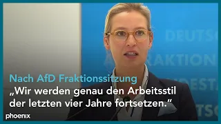 Statements von Alice Weidel (AfD) und Tino Chrupalla (AfD) nach der AfD Fraktionssitzung am 30.09.21