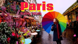 Paris France 🇲🇫 - The Rainy Walk  February🗼 2024 Best cafes walk| A Walk In Paris 24|