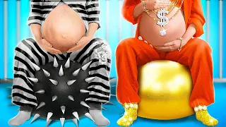 Rich Vs Broke Vs Giga Rich Pregnant In Jail 🤰🚓 || Funny Parenting Situations by 123 GO!