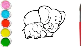 Draw Elephant Coloring For Kids & Toddlers I Kids Colour & World 💕🦄 #drawing#colors#kids