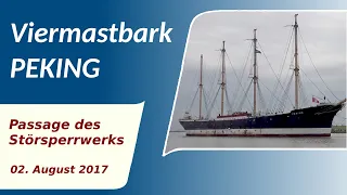 Viermastbark PEKING: Passage des Störsperrwerks