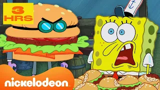 Губка Боб | Подборка лучших моментов – Губка Боб в «Красти Краб» | 3 часа | Nickelodeon Cyrillic