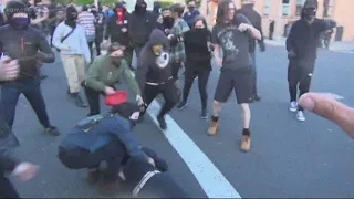 May Day fight between Patriot Prayer and Antifa breaks out in Northeast Portland