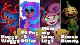 Huggy Wuggy Vs PJ Pug A Pillar Vs Mommy Long Legs Vs Bunzo Bunny | Tiles Hop: EDM Rush!