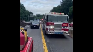 Rye Brook E-14 and port Chester Fire rescue 40, 41, and E-64 arriving at a Serious accident on I-287