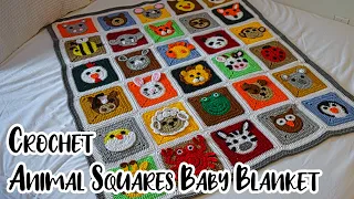 Crochet Animal Squares Baby Blanket | Crochet Tutorial 🧶