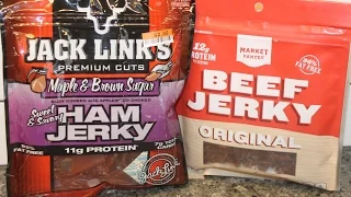 Jack Link’s Maple & Brown Sugar Ham Jerky and Market Pantry Original Beef Jerky Review