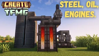 This Minecraft Create Mod Addon adds Steel, Engines and Oil!  The Factory Must Grow