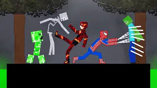 Spider-Man and Flash vs Minecraft Creatures on Acid Sea in People Playground