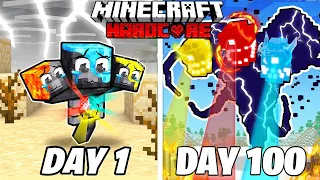 I Survived 100 DAYS as an ELEMENTAL WITHER in Minecraft Hardcore World... (Hindi) || AB
