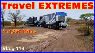 MUD 50 MPH WINDS DUST STORM AND DETOURS. HDT 1250 Miles of Extreme Travel RV Lifestyle. Fulltime RV