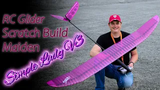 RC Glider SIMPLE LADY V3, Full Build From SCRATCH and MAIDEN. RC airplane 3D printed bungee hi start