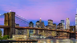 Our Family Vacation in USA. Brooklyn Bridge in New York City.Наша семейная поездка в США