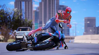 GTA 5 Iron Spiderman Ragdolls Compilations - Motor bike Crashes Eps.1 (Euphoria Physics Showcase)