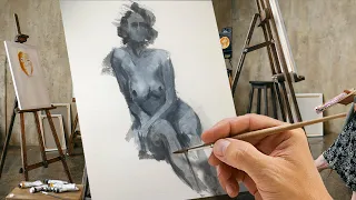 Démo/tuto de peinture d'un modèle vivant - Demo/tutorial of painting a live model