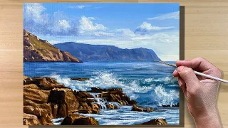 Acrylic Painting Seascape Waves / Time-lapse