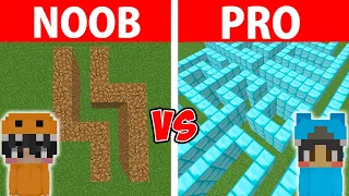 Minecraft NOOB vs PRO: GIANT MAZE BUILD CHALLENGE! NOOB BUILD SECRET MAZE!