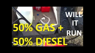 Will a gas engine run on diesel and gas mix 50/50