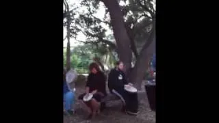 Drum circle at Stanford's New Guinea Sculpture Garden