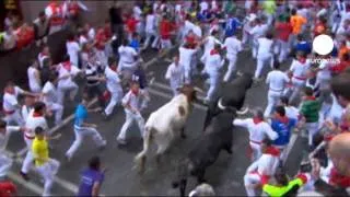 Australian gored at Pamplona bull run