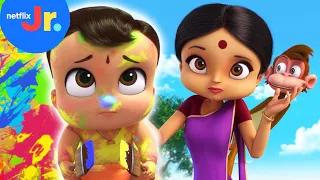 Monkeying Around with Mom’s Paint 🐵 Mighty Little Bheem | Netflix Jr