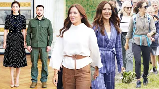 CROWN PRINCESS MARY LOOKS EFFORTLESSLY STYLISH IN A POLKA DRESS AS SHE MEETS THE UKRANIAN FIRST LADY