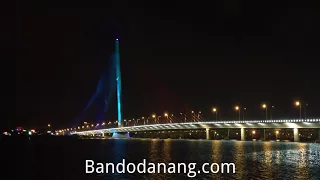 Tran Thi Ly Bridge in night time  Da Nang city   Viet Nam