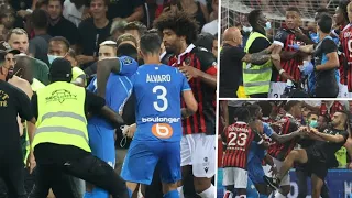 Nice vs Marseille fans fight | Nice supporters throw water bottles