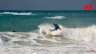 Surfing Israel Beach Break 1.12.18  surf 4K Video  גלישה ישראל