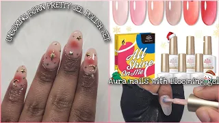 AURA NAILS WITH BLOOMING GEL | UNBOXING BORN PRETTY GEL POLISH SET | NAIL TUTORIAL