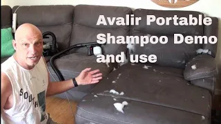 KIRBY AVALIR 2 / KIRBY VACUUM DEMONSTRATION : Portable shampoo system set up and use.