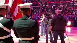 Lilli Passero singing National Anthem for The Clippers at The Staples Center