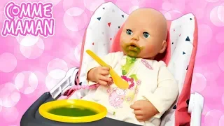 Bébé Born Annabelle mange toute seule. Vidéo en français pour filles