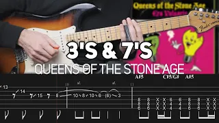 Queens Of The Stone Age - 3's & 7's (Guitar lesson with TAB)