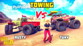 TOW COMPETITION, RUSTY VERSUS TUKY WHO IS STRONGER? | OFF THE ROAD OPEN WORLD DRIVING GAME