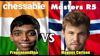 Indian Rising Star Praggnanandhaa Beats Magnus Carlsen.II CHESSABLE MASTERS - Prelims R5.