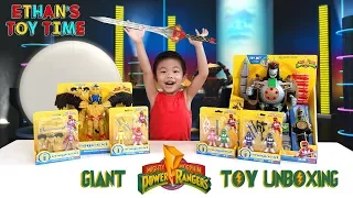 GIANT Mighty Morphin Power Rangers Imaginext Toys Unboxing! RC Dragonzord Goldar and Rita Battle Fun