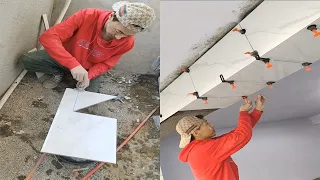 Young Man with great tiling skills -Great tiling skills -Great technique in construction PART 19