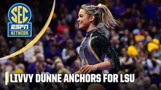 Livvy Dunne anchors for LSU w/ 9.850 floor routine in win vs. Auburn 👏 | ESPN College Gymnastics