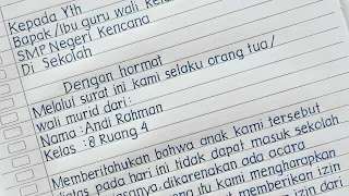 CONTOH SURAT IZIN TIDAK MASUK SEKOLAH (acara keluarga)